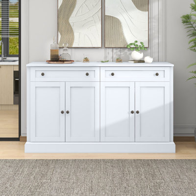 Kitchen Sideboard Storage Buffet Cabinet With 2 Drawers & 4 Doors Adjustable Shelves For Dining Room, Living Room