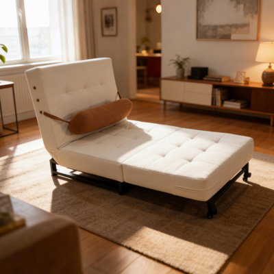 35.4'' Foldable Lounge Sofa Bed Corduroy Fabric Space Saving Design Cozy Comfort-- Arrtle Furniture
