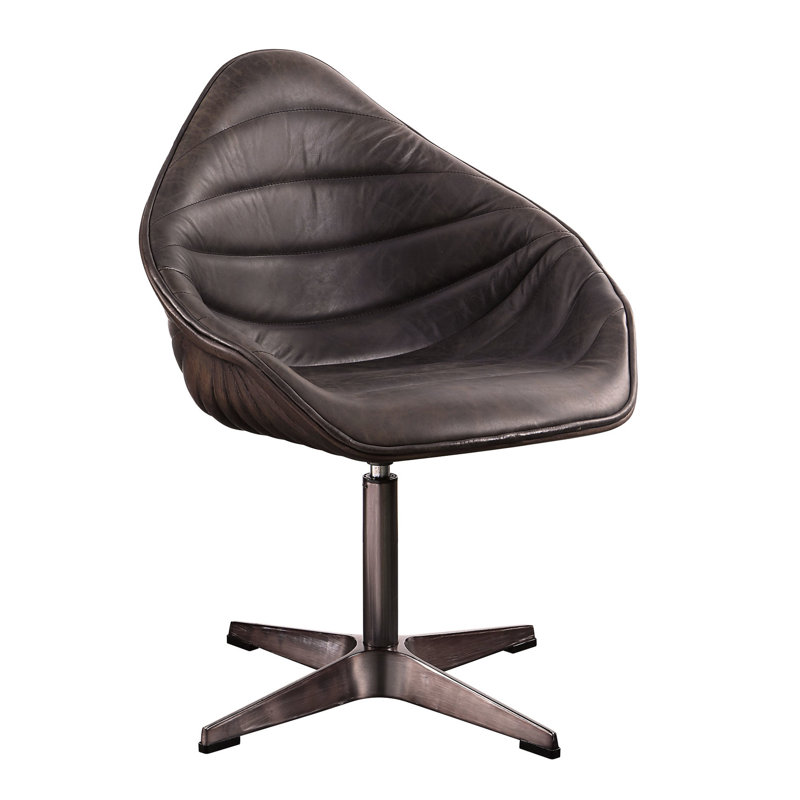 Fauteuil en cuir ébène pivotant pour un accès facile et élégant