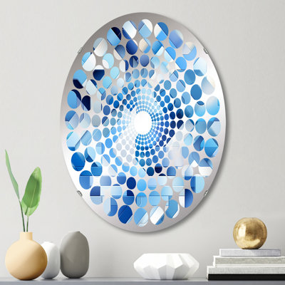 Miroir décoratif symétrique rayé bleu et blanc