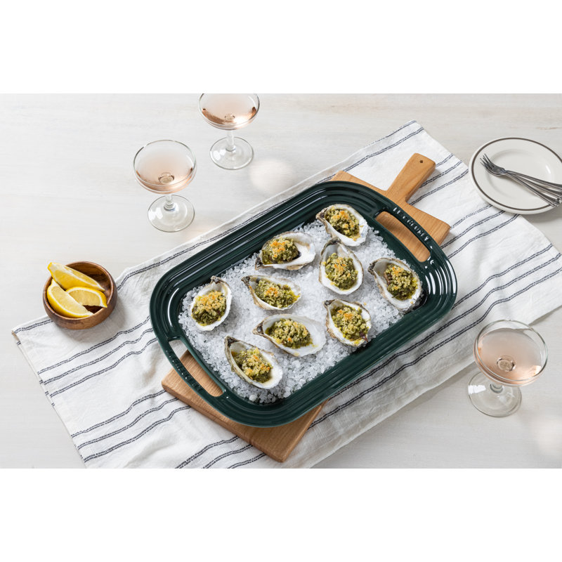 Le Creuset Stoneware Serving Platter, 14 In. - Cerise, Oyster