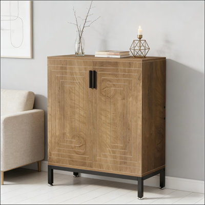 Spacious 5-Tier Shoe Storage Cabinet with Geometric Doors and Adjustable Shelves for Modern Entryways and Bedrooms