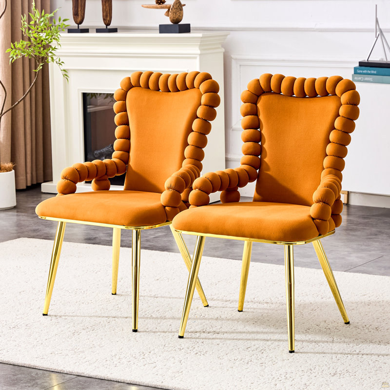 Ensemble de 2 chaises de salle à manger Puffy, Orange