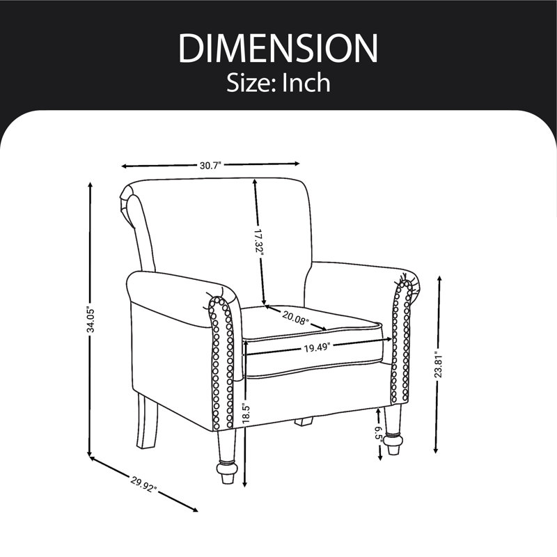Fauteuil large 29,92 po Cloetta, Beige 100% Linen