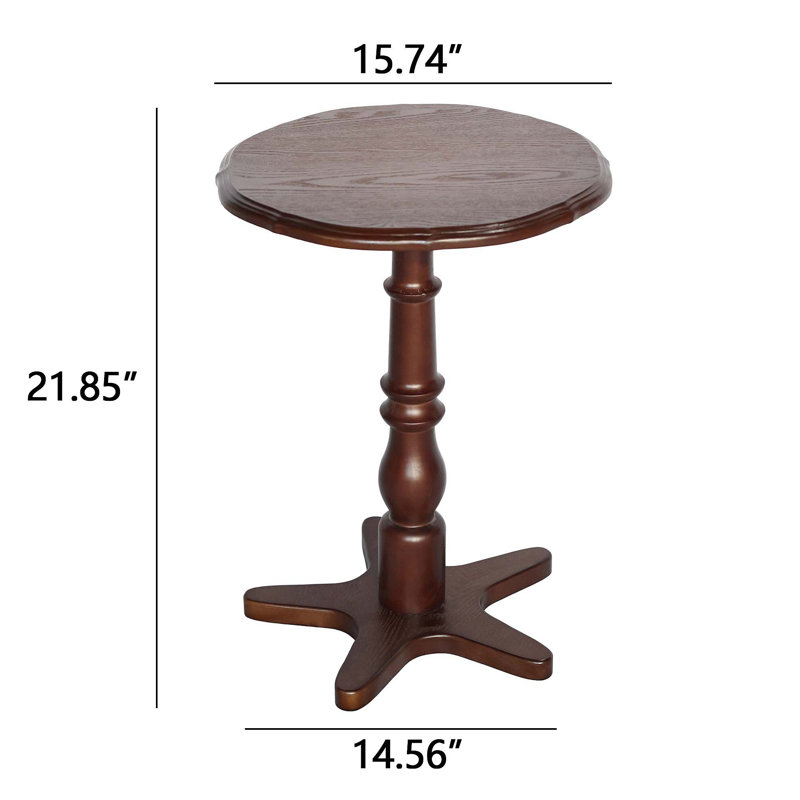 Petite table de bout ronde, tables d'appoint à piédestal en bois, table de chevet vintage, Noyer brun
