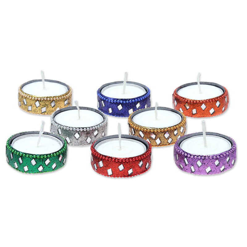 0.8'' H Metal Tabletop Tealight Holder with Candle Included