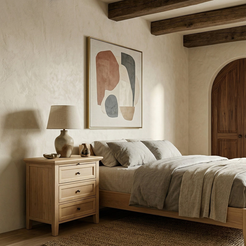 Trevor 3 Drawer Wood Nightstand, Oak
