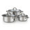 Ensemble de casseroles en acier inoxydable Cook N Home Basics, casseroles de 1,5 et 3 pte avec couvercle, marmite de four néerlandais de 5,5 pte, compatible avec l'induction, va au lave-vaisselle et au four, poignées rivetées, 6 pièces