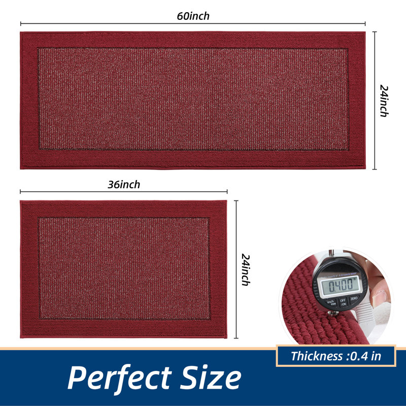 Kitchen Mats Set of 2 Non-Slip Kitchen Rugs for Floor, Absorbent and Stain Resistant Kitchen Runner, Machine Washable Rugs for Kitchen, Laundry & Sink