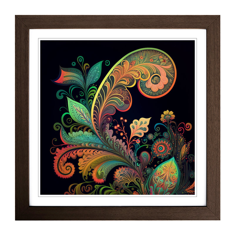 Meadow Paisley Art - Framed Print, Walnut