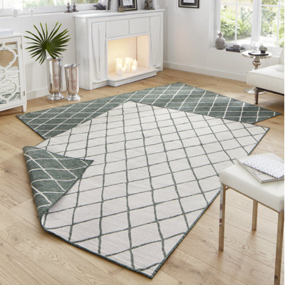 Malaga Flatweave Green/Light Grey Rug