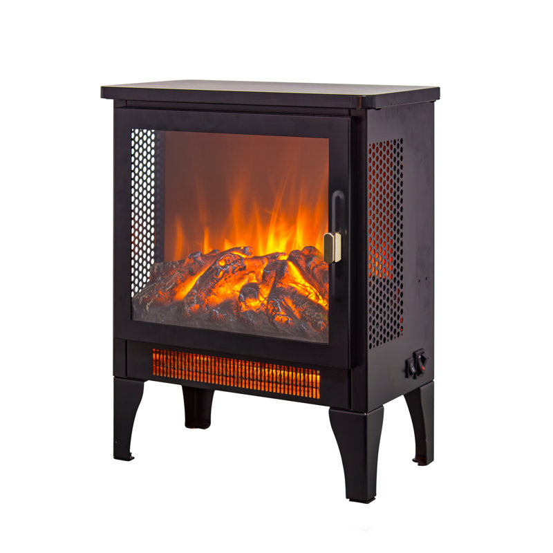 17 Inch Freestanding Electric Fireplace Stove Heater With 3D Flame Effect