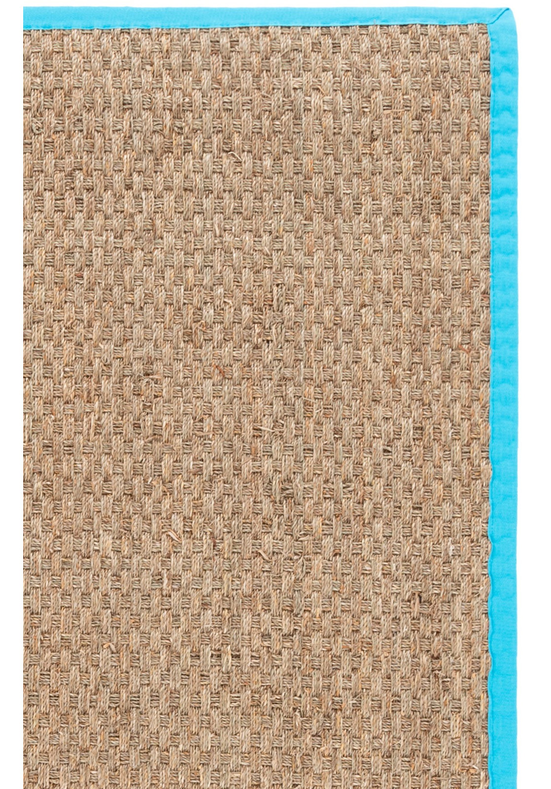 Natural Turquoise Bamboo Seagrass Rug, Rectangle 2'6" x 4'