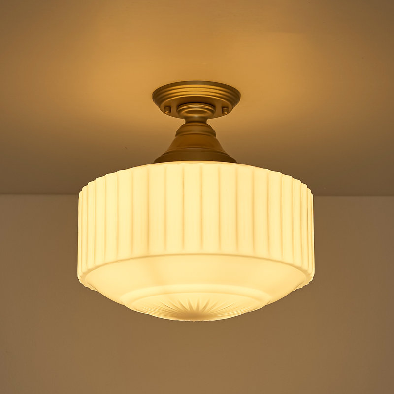 Suspension lumineuse Ashly 1 - Style école, en verre, pour îlot de cuisine, à intensité variable.