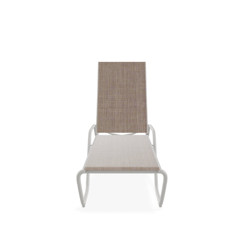 Outdoor Rust-Resistant Metal Chaise Lounge, Textured Snow, Augustine Fennel Sunbrella®