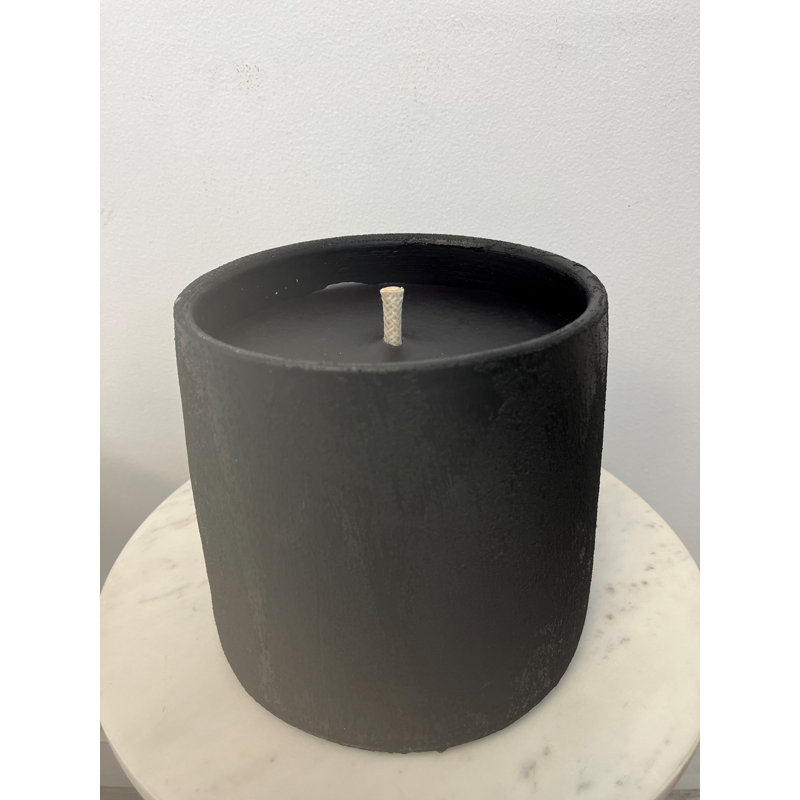 Bougie fantaisie non parfumée Flowerpot, L 7 po x l 7 po, Noir / or
