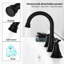 Robinet de salle de bain espacé noir mat 8 po - 2 poignées, 3 trous, bec pivotant sur 360 °, résistance à la corrosion et évier la longévité-128924273