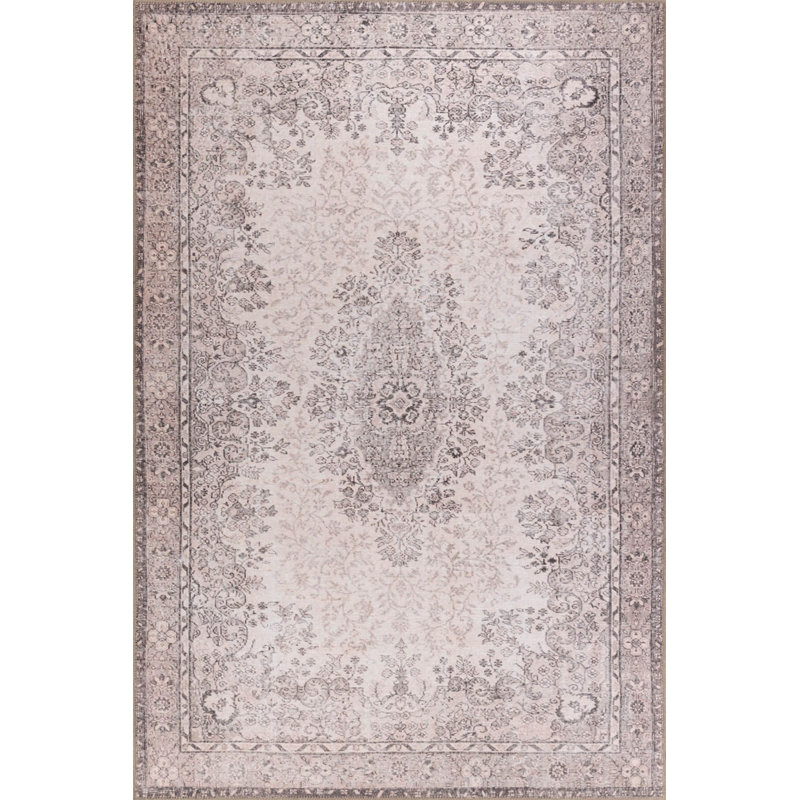 Tapis décoratif beige à motif oriental rétro, Rectangle 3 pi 10 po x 5 pi 3 po