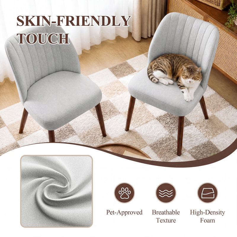 Upholstered Dining Chair, Light Gray