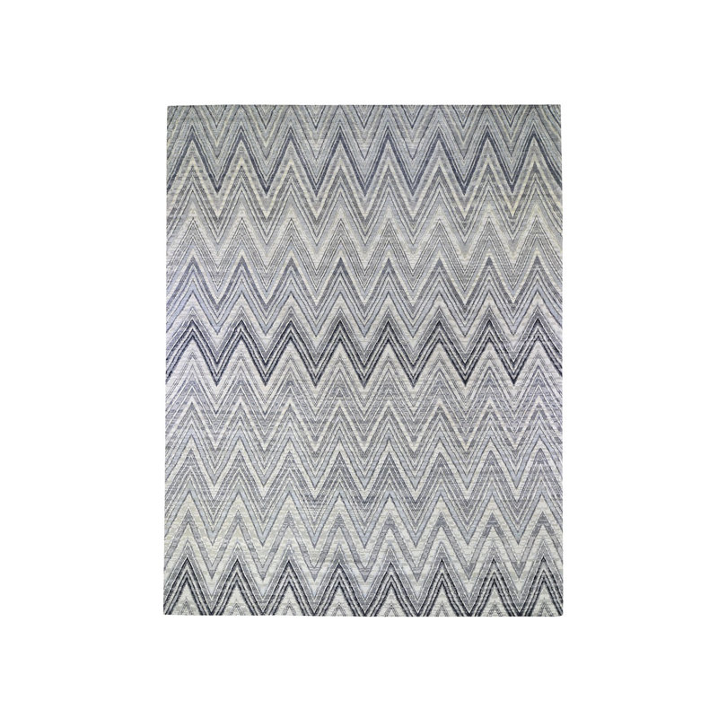 Tapis surdimensionné à motif de chevrons en laine 11 pi 10 po x 15 pi G66387