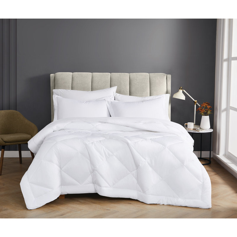 Ensemble d'édredon en coton, Édredon pour lit simple TG + 1 taie décorative, Blanc