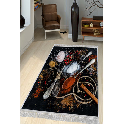 Tapis luxueux en velours (4,6 x 7,2 pi), tissu antibactérien à 100%, envers en coton antidérapant, hauteur des poils: 0,4 po | Lavable à la machine, impression numérique 3D | Parfait pour le décor du salon et de la chambre à coucher, doux et durable