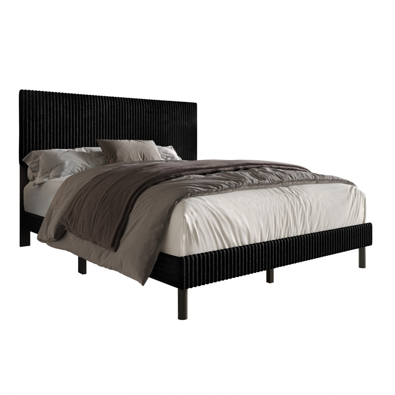 Osceola Upholstered Panel Bed, Twin, Black