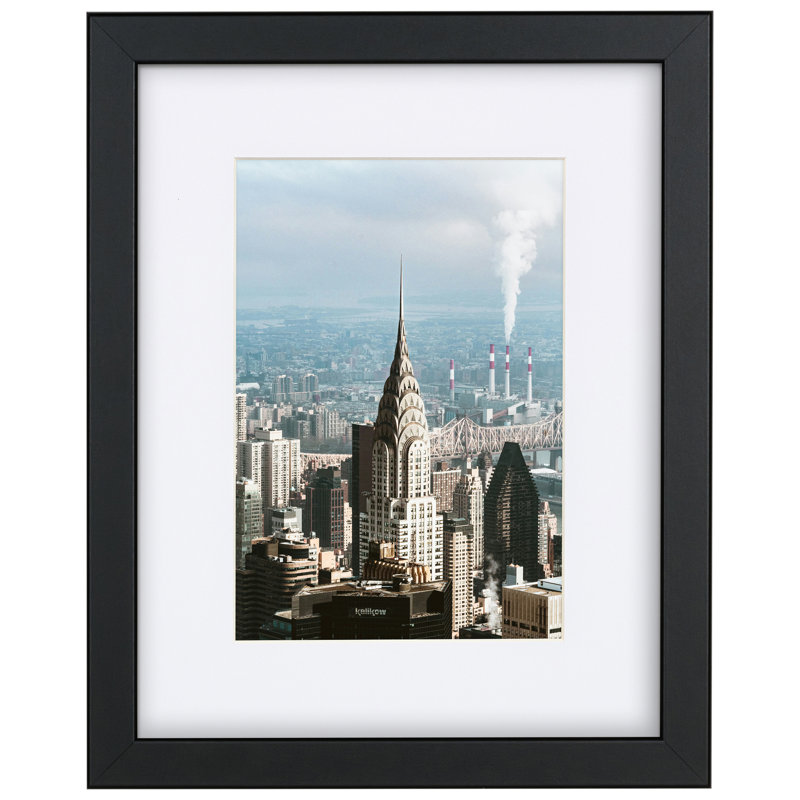 Corporate Thin Satin Single Image Picture Frame, Glass, Black, 11" x 14" Matted to 8" x 10"