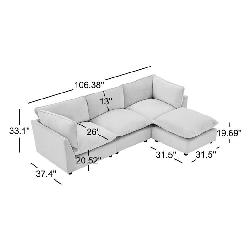 Canapé modulaire en L 106,4 po Eagan, Chenille beige