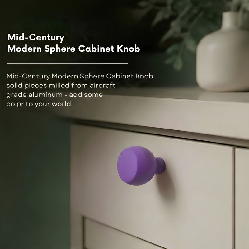 ROUS Hardware Mid Century Modern Sphere Knob, Royal (Purple)