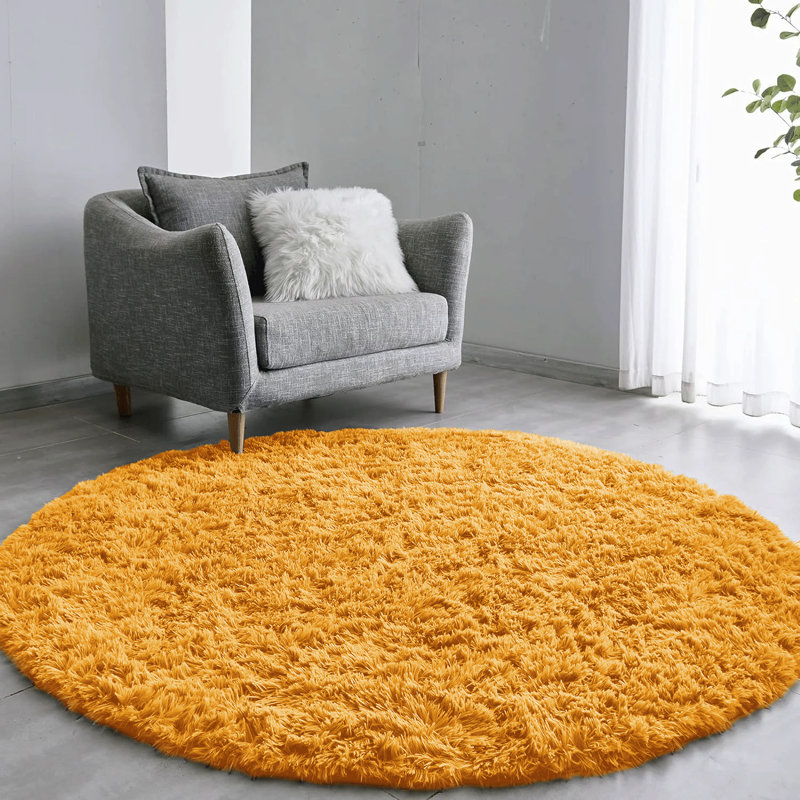 Round Solid Colour Shag 120cm X 120cm Area Rug