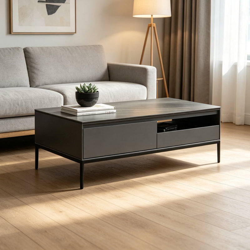 Table basse simple de luxe avec tiroir, H 15,74 po x l 51,18 po x P 27,55 po