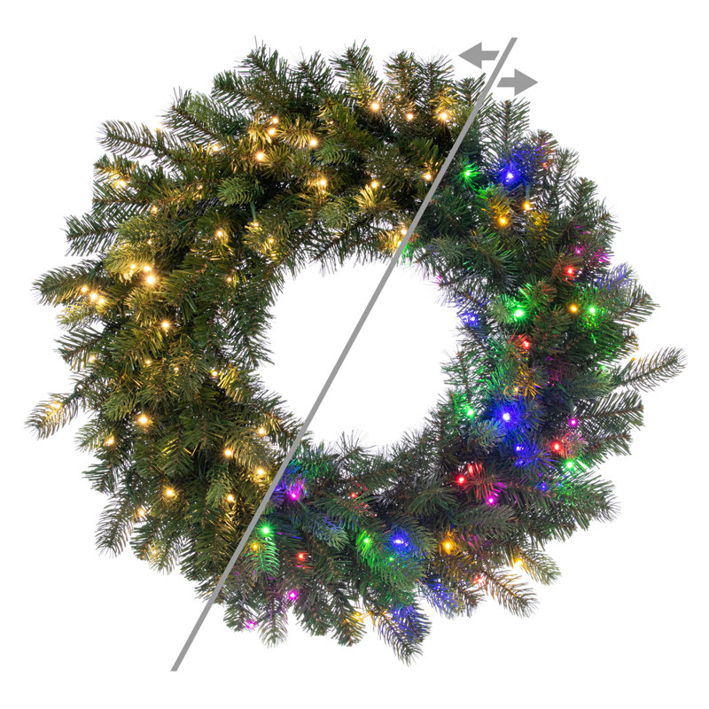  Couronne d'épinette artificielle 26 po avec 100 lumières DEL coaxiales à basse tension 6 mm à basse tension de 3 mm