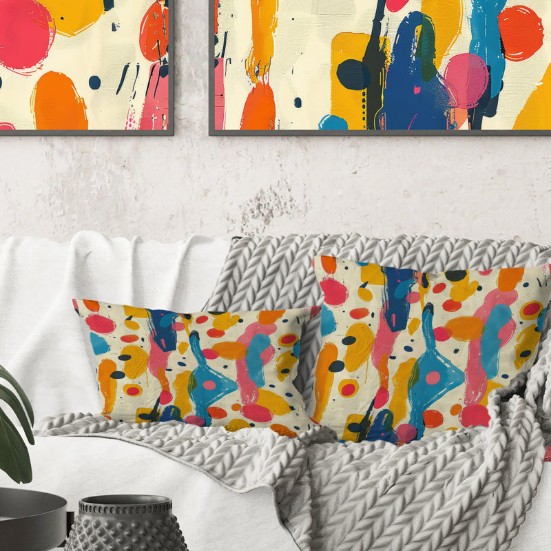 Coussin lombaire jaune Mid-Century