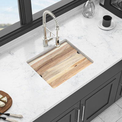 White 21X18" Quartz Kitchen Sink, Workstation Undermount Design, Strong Composite, Scratch - Proof, Noise , Rounded Corners For Simple Cleaning, Package Includes Rack, Strainers, Grid, Board And