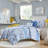 Full Comforter , Stunning Floral And Striped Pattern, , 2 Shams, Throw Pillows, Microfiber Decoration, Bedding-121232306