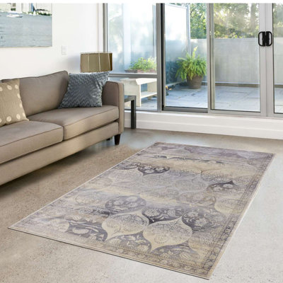 Tapis à motif floral gris Runkle