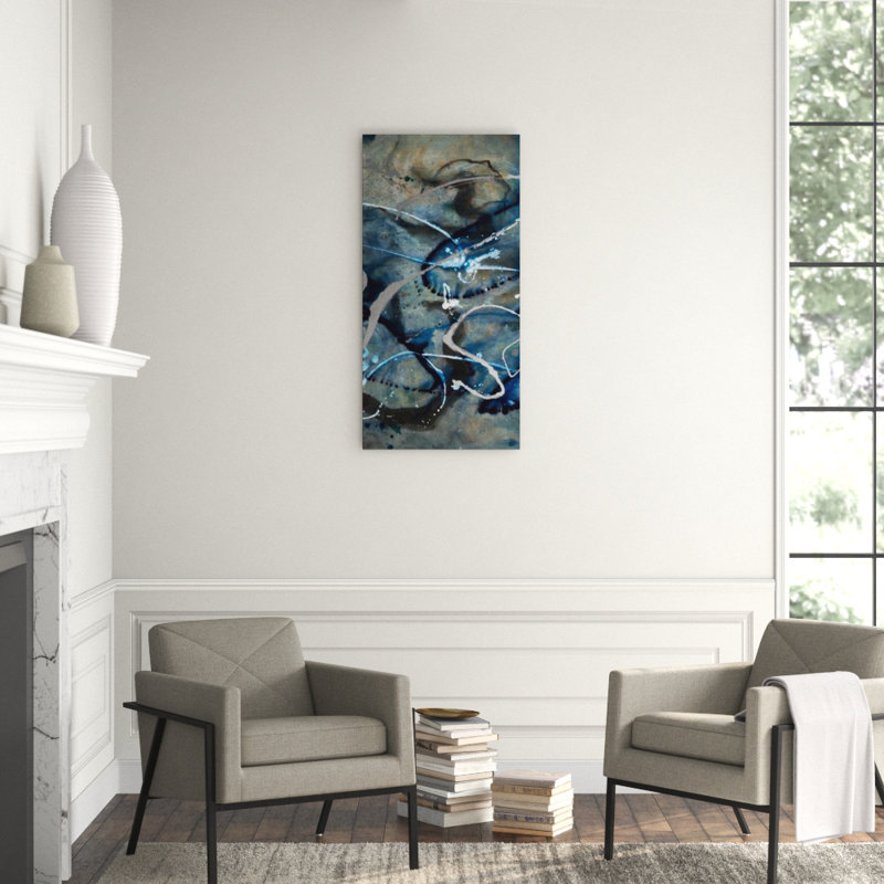 Blue Fin II Painting by Sara Brown, Gilded Silver, 60" H x 30" W