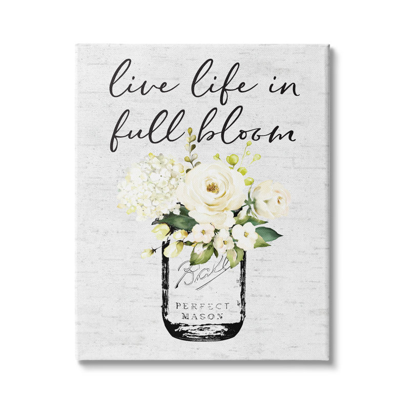 Bouquet de fleurs blanches Live Life, Toile tendue, H 48 po x l 36 po