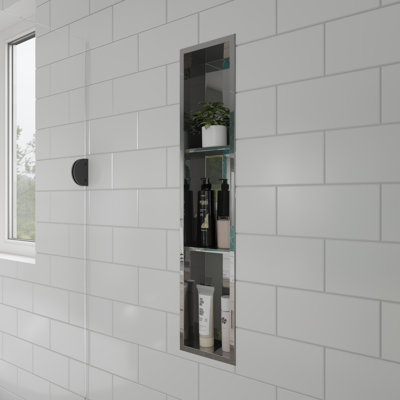 Vertical Stainless Steel Triple Shower Niche