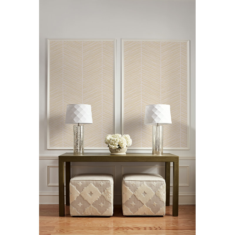 Rouleau de papier peint texturé L 33 pi x l 20,5 po Salvato Herringbone, Or métallique et blanc cassé