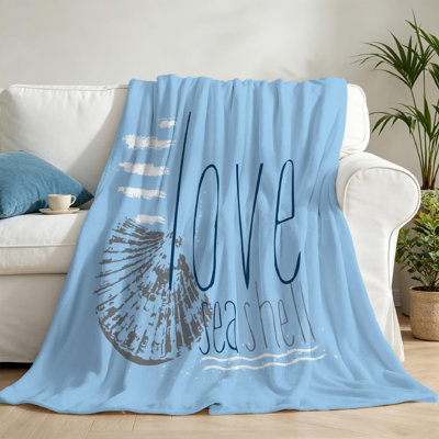 Jeté en flanelle bleue ultra douce en molleton, imprimé mignon de mer pour imprimé féminin