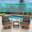Ensemble de meubles de patio 3 pièces, chaises de patio rotatives à 360 degrés en osier avec table d'appoint, coussins épaissis 