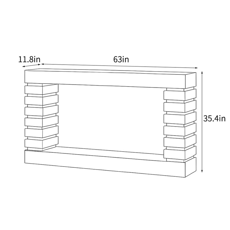 Console de style industriel moderne, 35.4" H x 63" L x 11.8" W