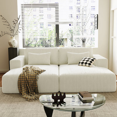 Corduroy Double Sofa Bed With 2 Pillows,  For Living Rooms, Apartments, Offices