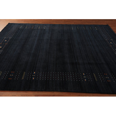 Dark Navy Blue Handmade Gabbeh Oriental Area Rug
