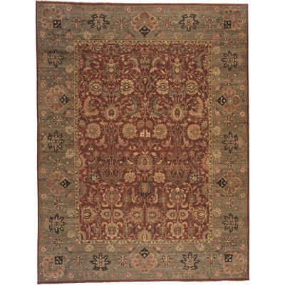 Tapis de couloir en laine noué à la main brun / rouille