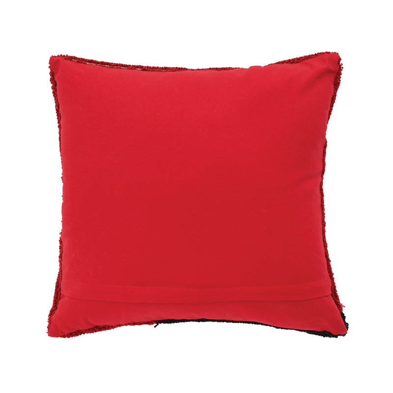 Festive Red and White Cotton Christmas Throw Pillow