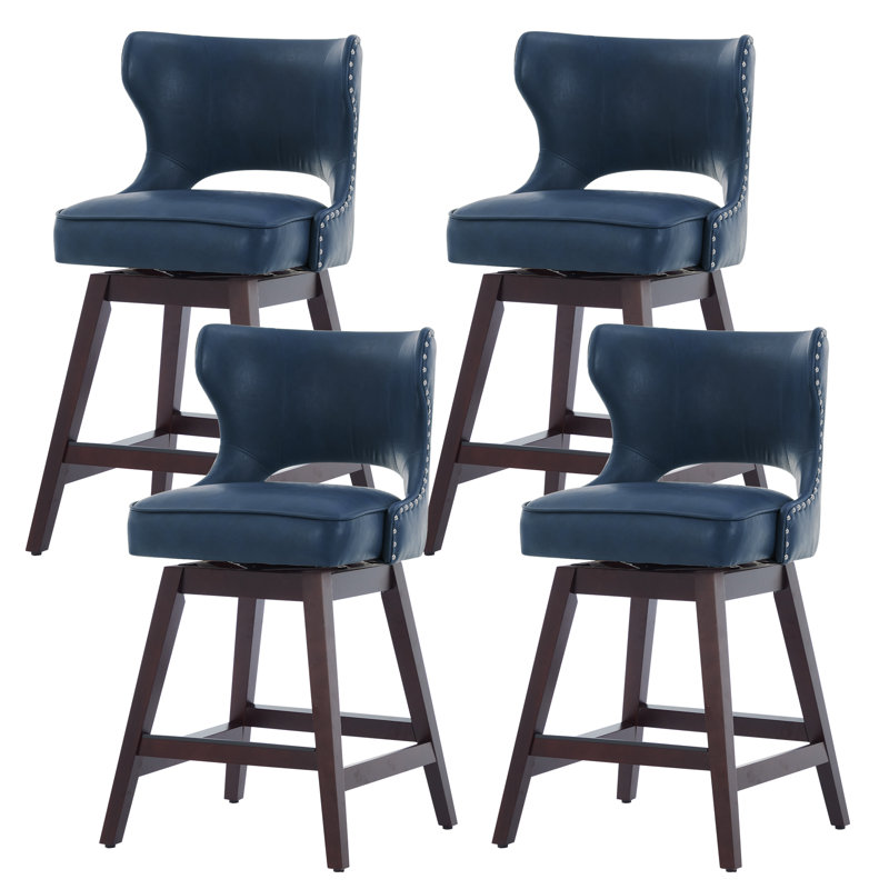 26" Solid Wood Swivel Counter Stool, 4, Blue