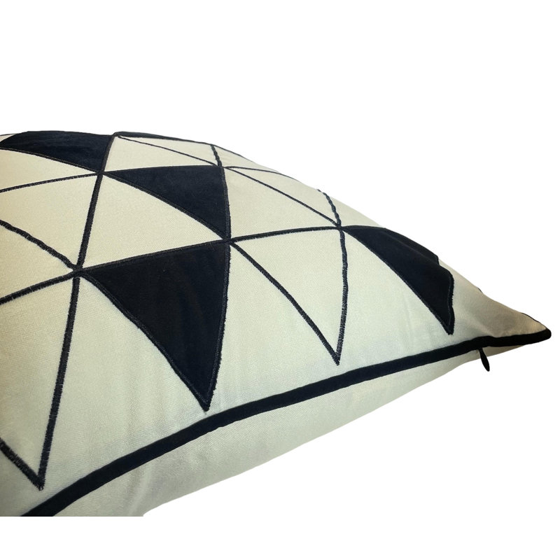  Housse de coussin décoratif en coton brodé Home Home, Noir